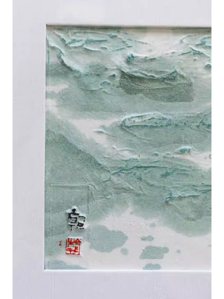 AH191 (Set of three) - Oriental Study Paper Carving! Hand-Painted Water-Soluble Texture "Fish Joy" New Chinese Living Room Decorative Painting