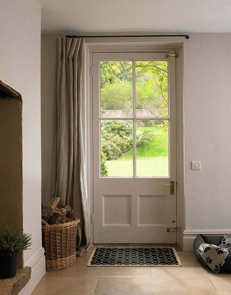 CP108-0609 - London "Downing Square Brick" Relief Algae Micro Waterproof Black and White Entrance Mat Bathroom Mat Bedside Mat