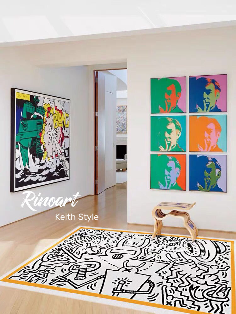 CP024 - "Star Trek" Keith Dream Hand-painted Black and White Carpet Modern Living Room Children's Room Game Blanket