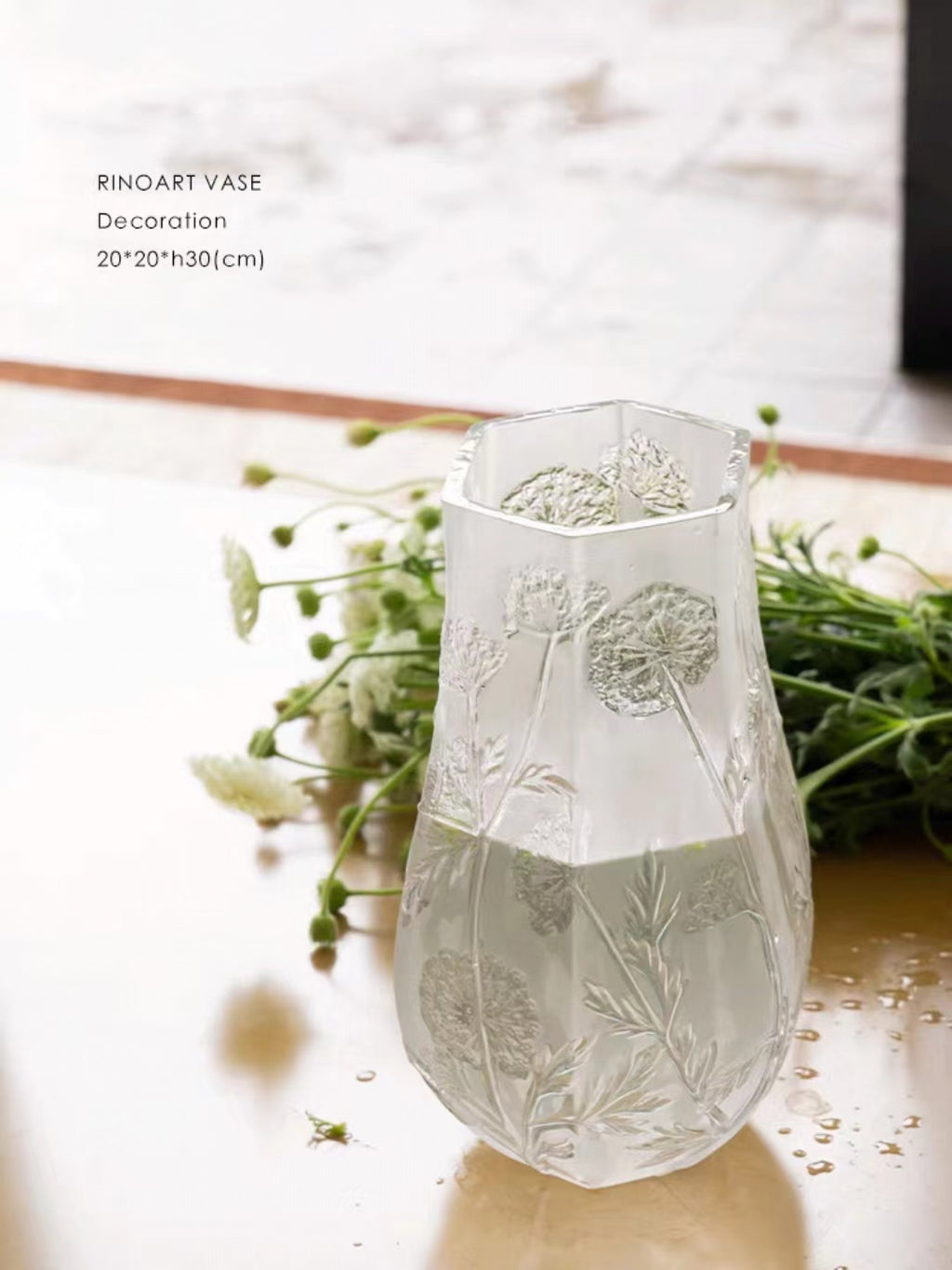 DC285 - Heavy Pure Crystal! Rare Vintage Hexagonal Vase Flower Arrangement Flower Pot Entrance Decoration