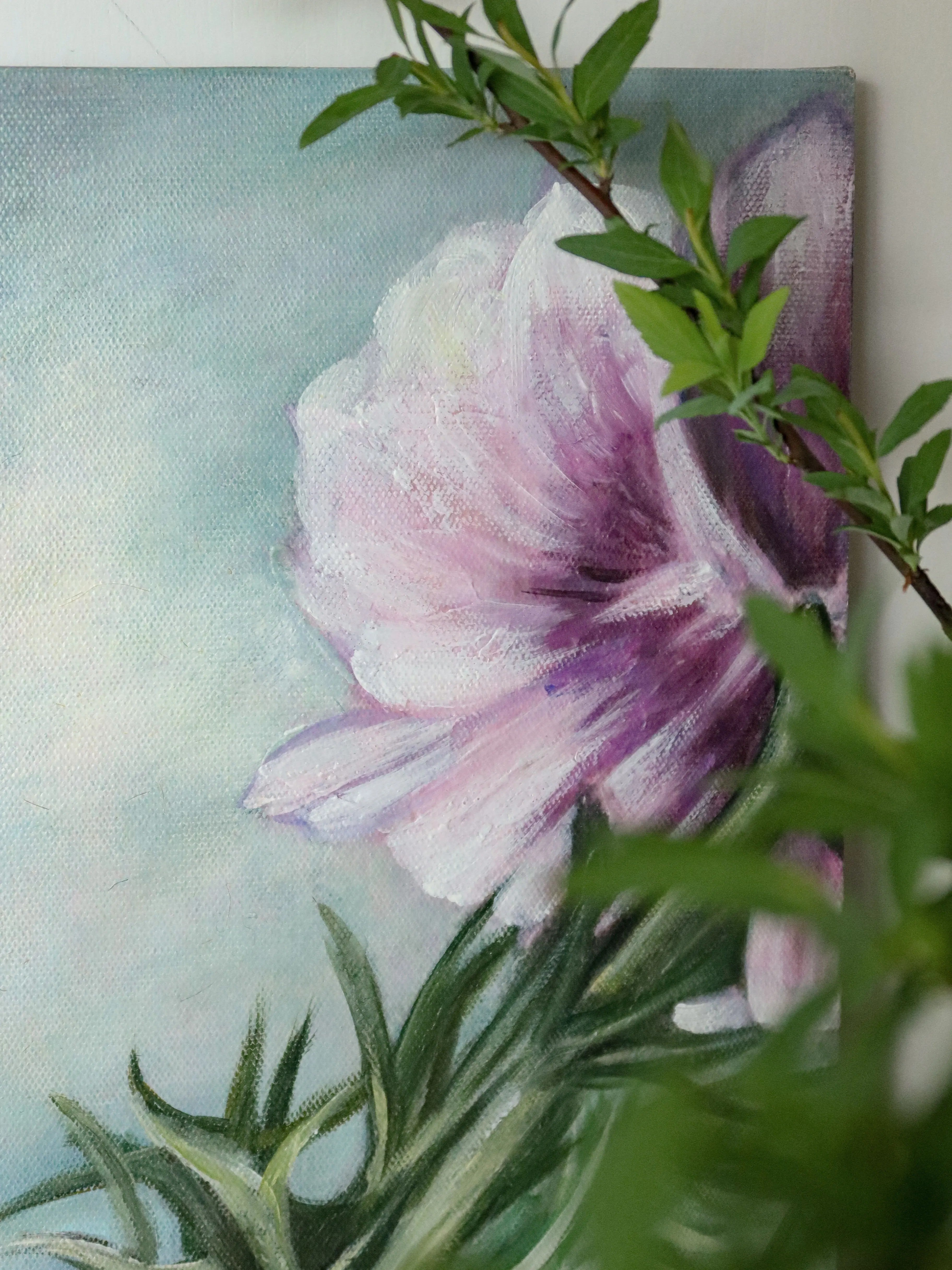 AH095 - Hand-Painted Oil "Wandering Flowers" Floral Abstract Living Room Wall Art