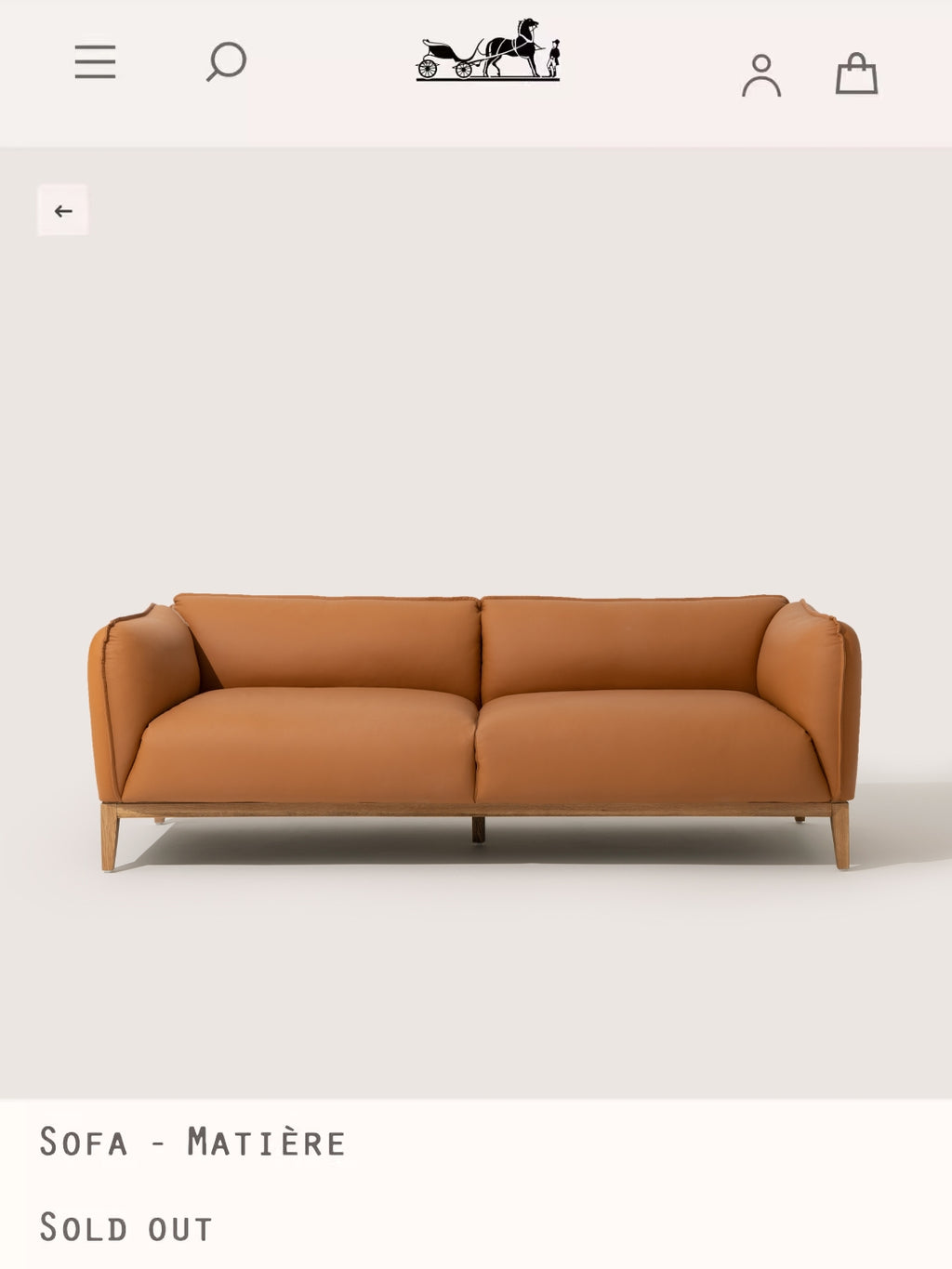 CH103 - Classic H Deco Italian Fine Leather, Golden Brown, Ivory Sofa