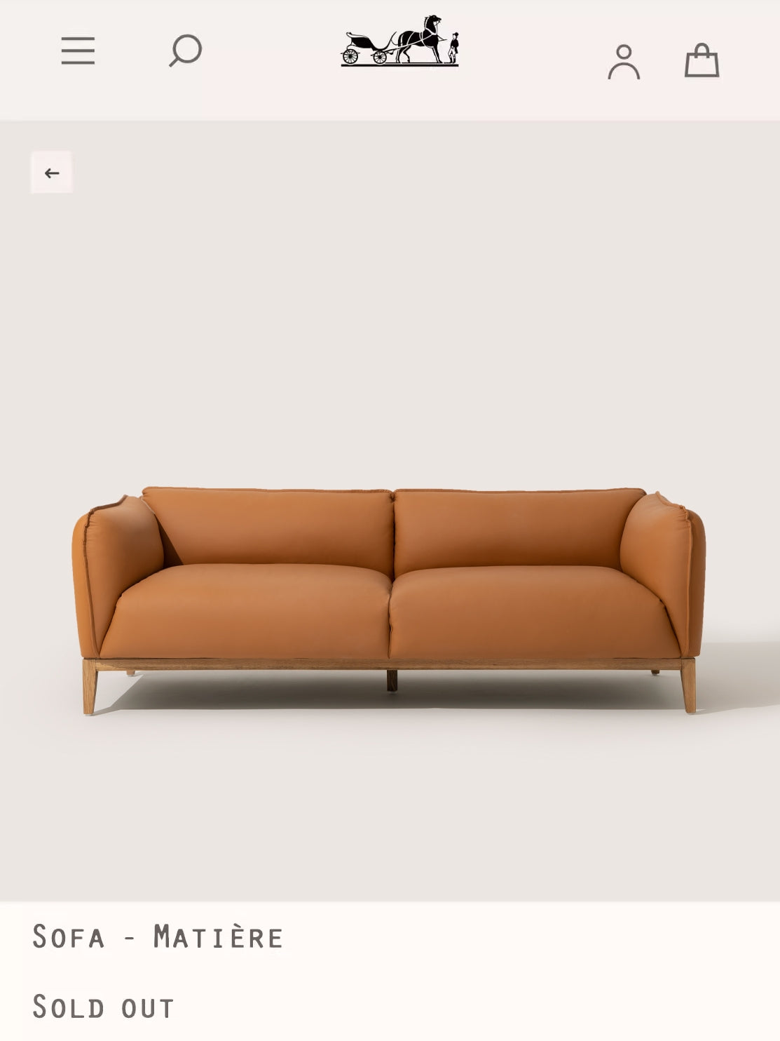CH103 - Classic H Deco Italian Fine Leather, Golden Brown, Ivory Sofa