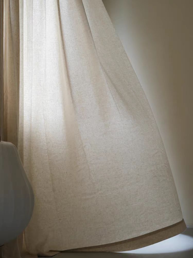 FS009 - South France Collection Th* ROW Minimalist Oatmeal Linen Living Room Bedroom Sheer Curtains