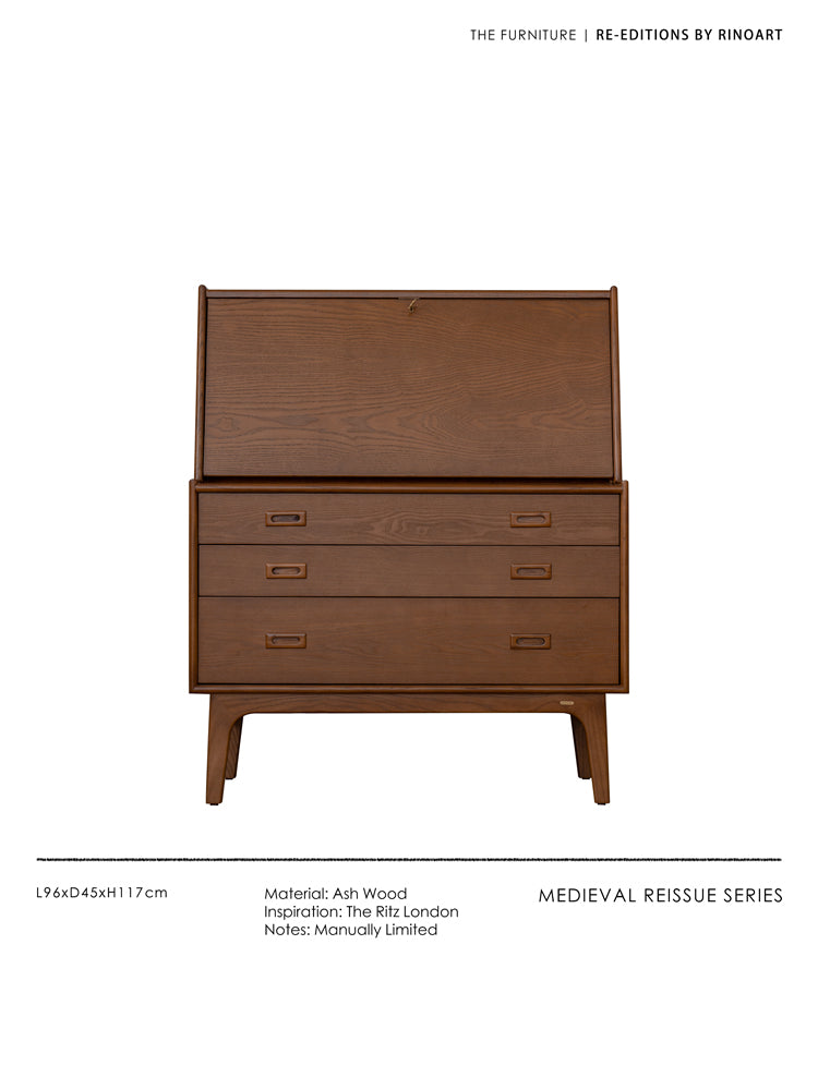 GA010 - Churchill Series Imported Multi-purpose Desk British Vintage White Waxwood Bookcase Storage Cabinet