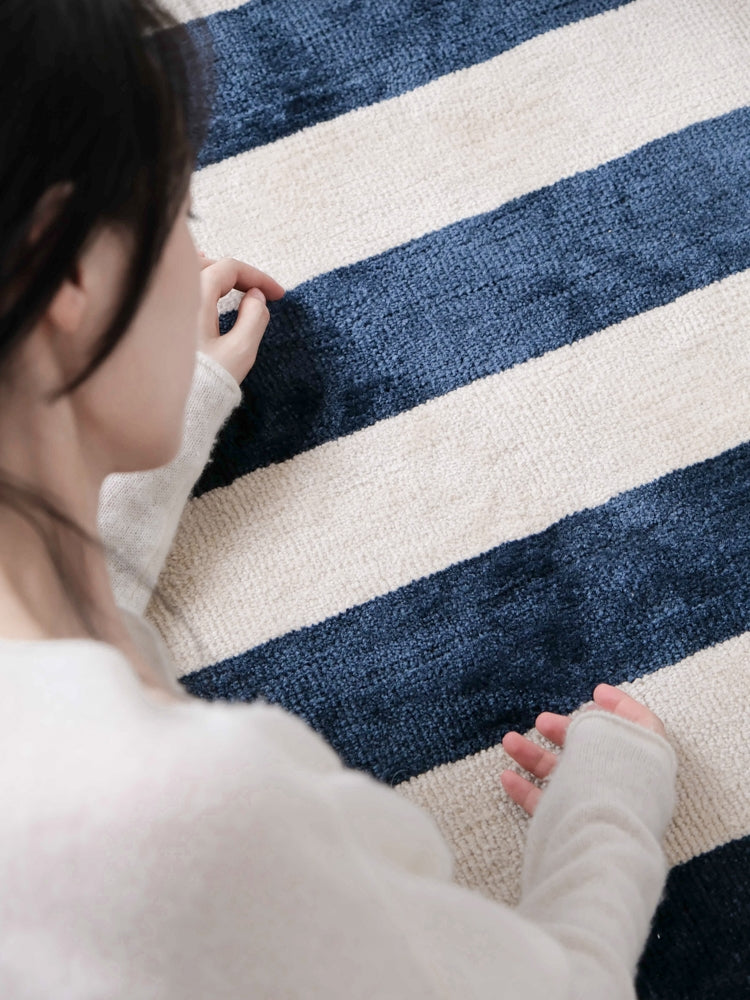 CP102 - FEND* Berlin Blue "Rising Step by Step" Stylish Striped Carpet Four Seasons Available Living Room Large Carpet
