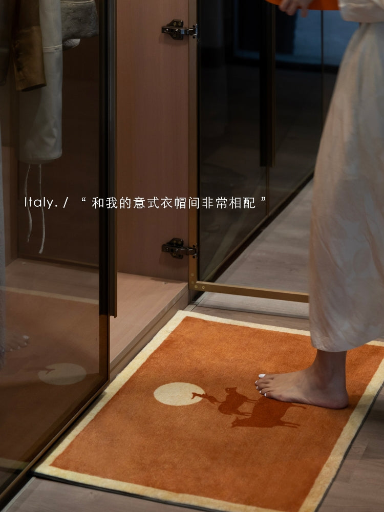 CP117 - Loro Pian@ Quiet Luxury Series "Prosperity" Suede Orange Living Room Carpet Entrance Mat
