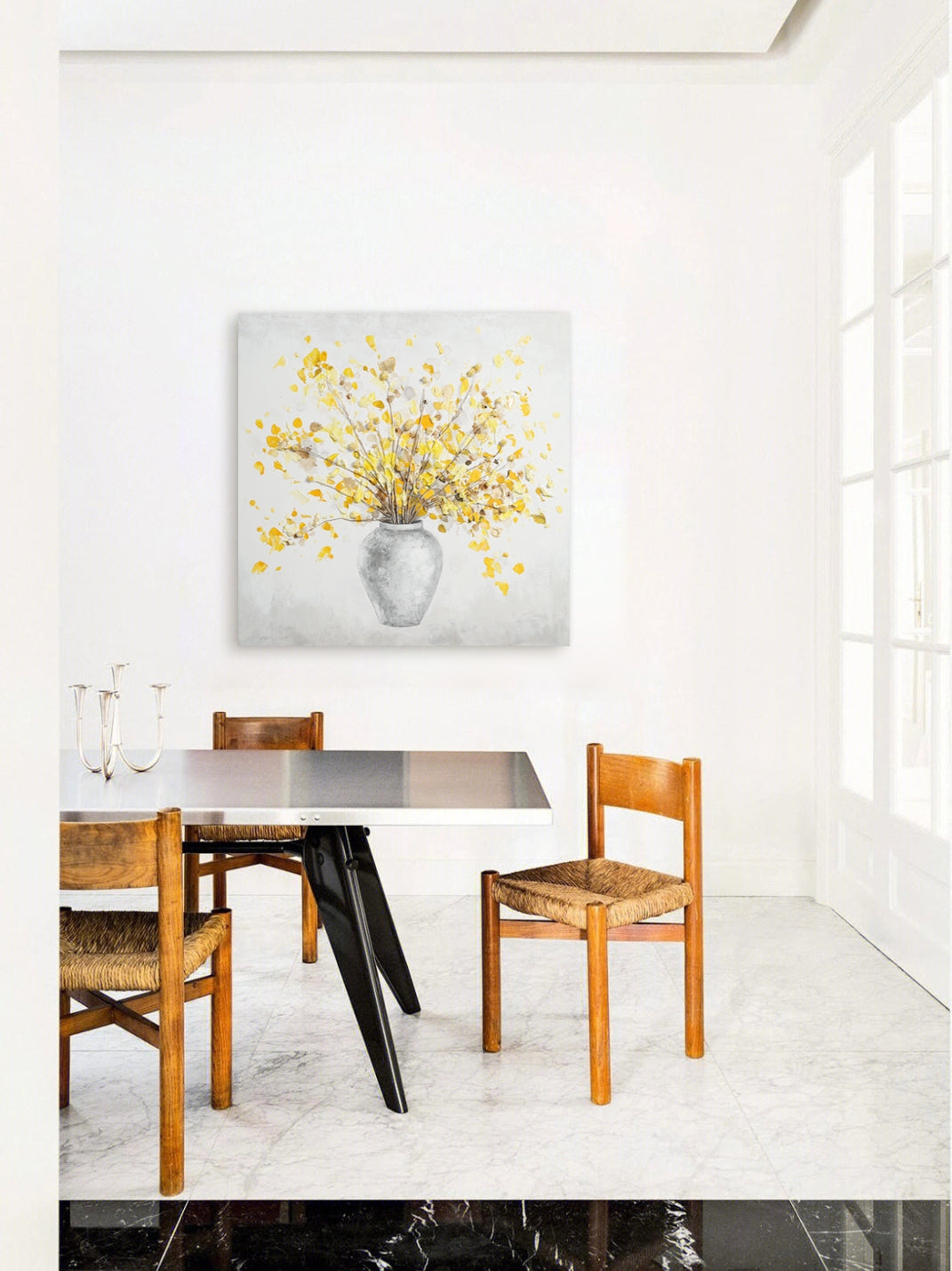 AH233 - Gold Foil "Money Tree" Realistic Floral Hand-Painted Wall Art