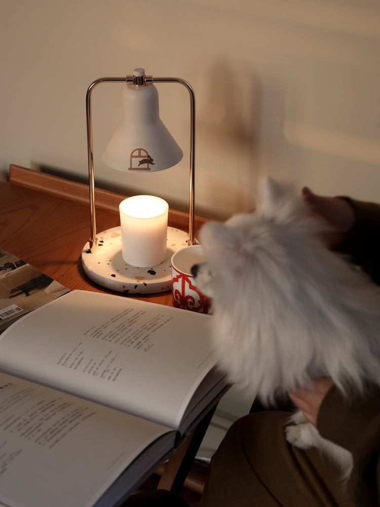 LA034 - Leaping Rabbit Wax Lamp / Dimmable! Heat adjustment! Fragrance control! Marble Aromatherapy Bedside Table Lamp Night Light