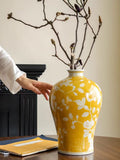 DC089 (Golden) - "Wealthy Yellow Orchid" Lucky Decoration Entrance Living Room Vase Flower Arrangement Fortune Yellow New Chinese Style Decoration