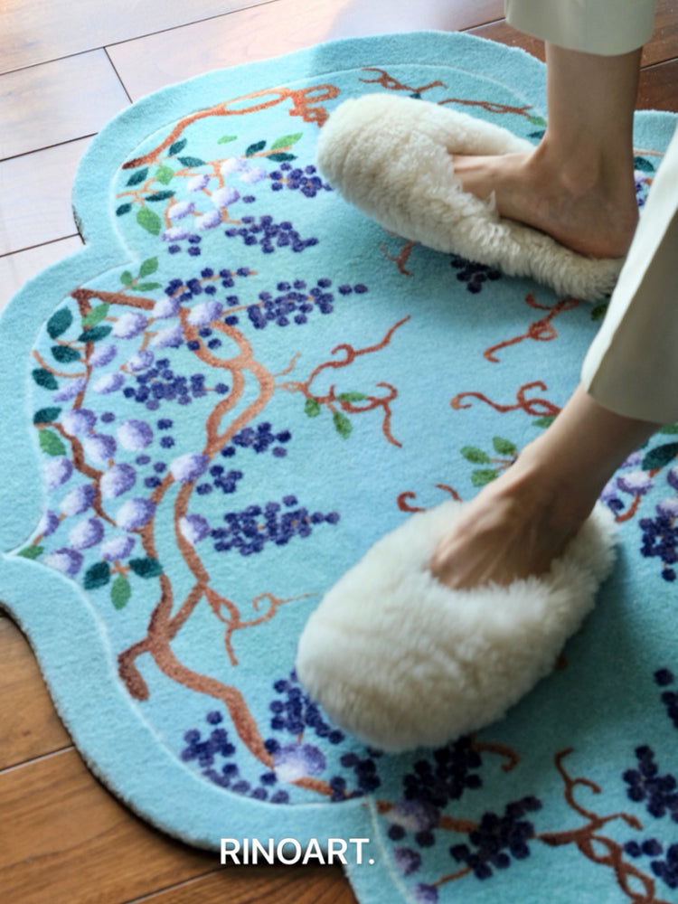 CP055 - Embroidered Cloisonné Grape "Abundant Harvest" Embroidered Carpet Oriental Paris Bedside Bathroom Small Carpet