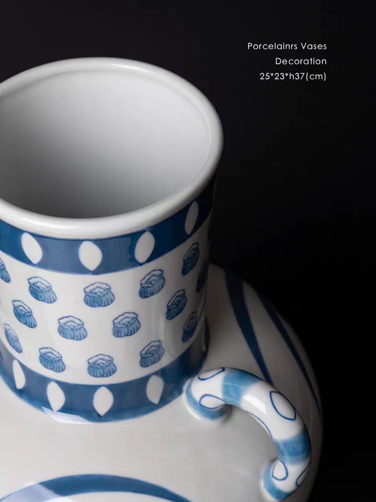 DC290 - Home Decor Ancient Greek Amphora "Double-eared Bottle" Jingdezhen Hand-painted Porcelain Vase Entrance Living Room Decoration