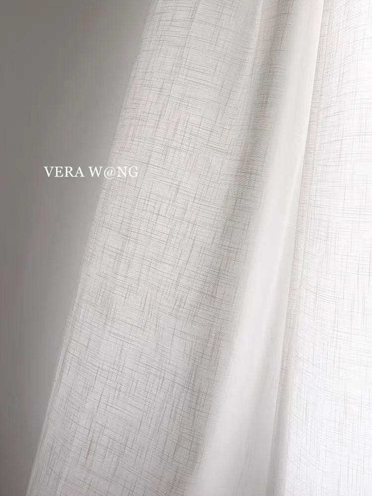 FS002 - Home Vera W@ng Series French Linen Cross Jacquard Sheer Curtains Translucent Living Room Bedroom Floor-to-Ceiling Curtains