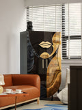 GA011 - Art Deco Genuine Gold Foil! Art Cabinet Matisse "Lovers" Lacquered Wood U-shaped Side Cabinet