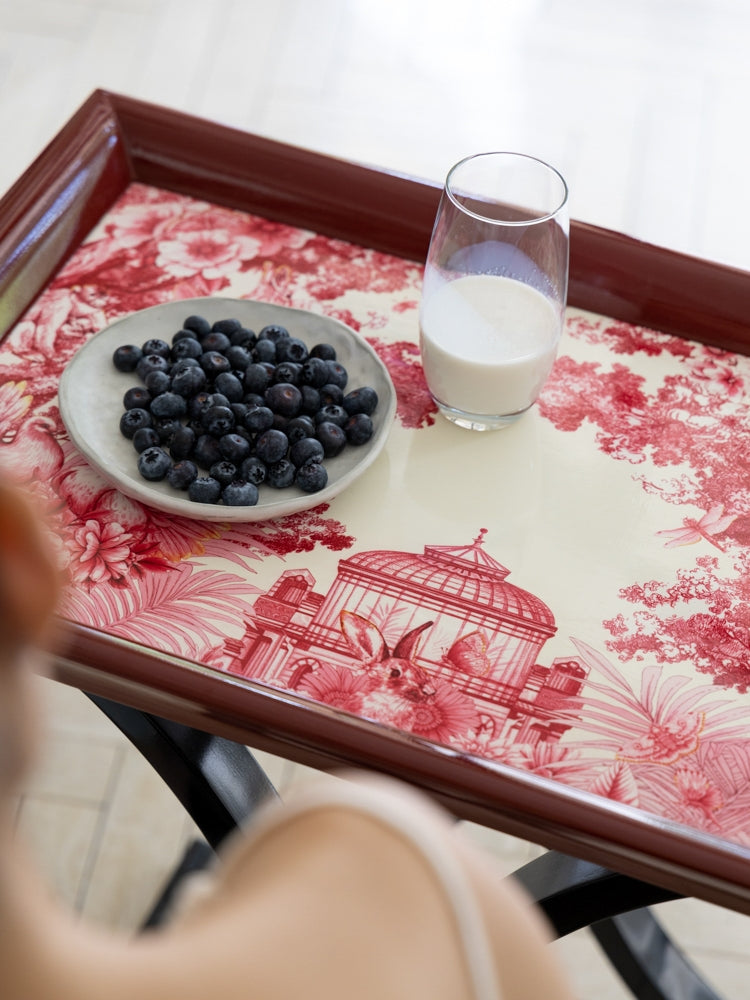 YA037 - Di@R Dutch Series / Eden Garden Ruyi Pattern Hand-painted Birch Solid Wood Mobile Side Table