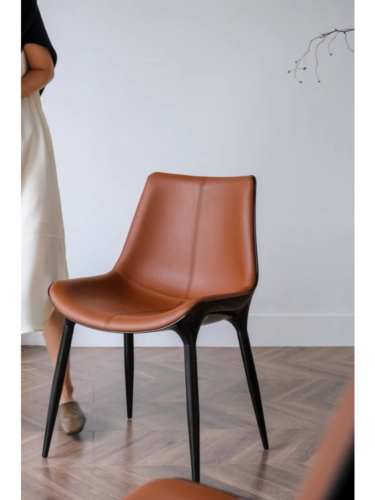 CH033 - Dining Chair - Modern HERM@S Classic Dark Brown Island Green Leather
