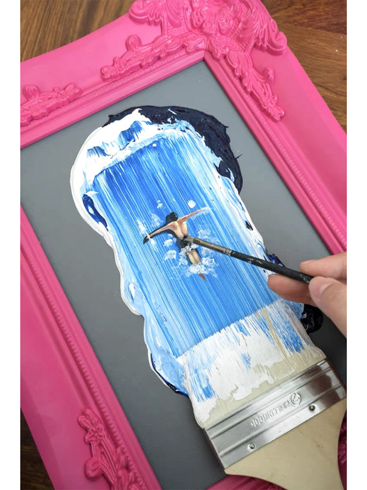 AH153 (Set) - Stylish Hand-painted Art "Skier/Surfer" Thick Paint Installation Art Piece for Hanging