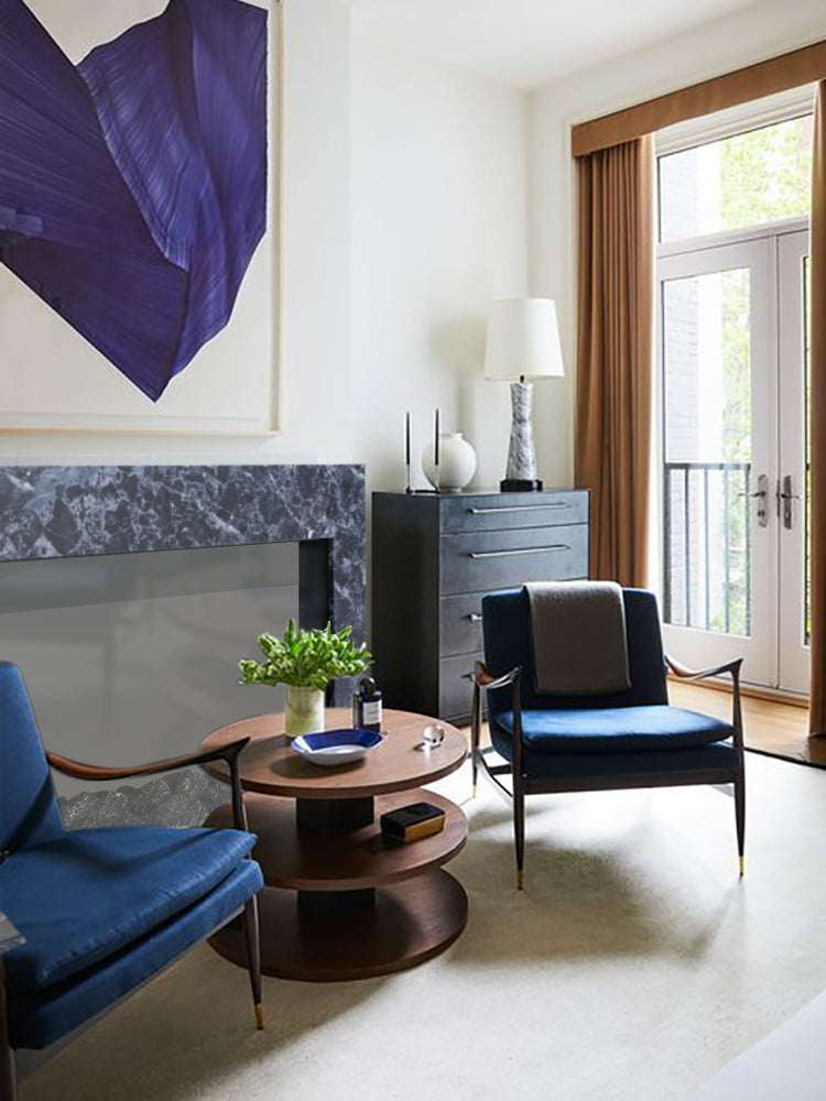 GA028 - Prussian Blue Fireplace Solid Wood Decorative Side Cabinet