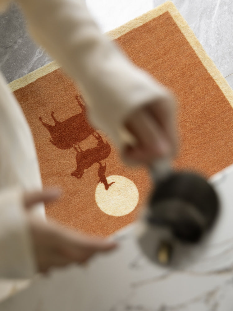 CP117 - Loro Pian@ Quiet Luxury Series "Prosperity" Suede Orange Living Room Carpet Entrance Mat
