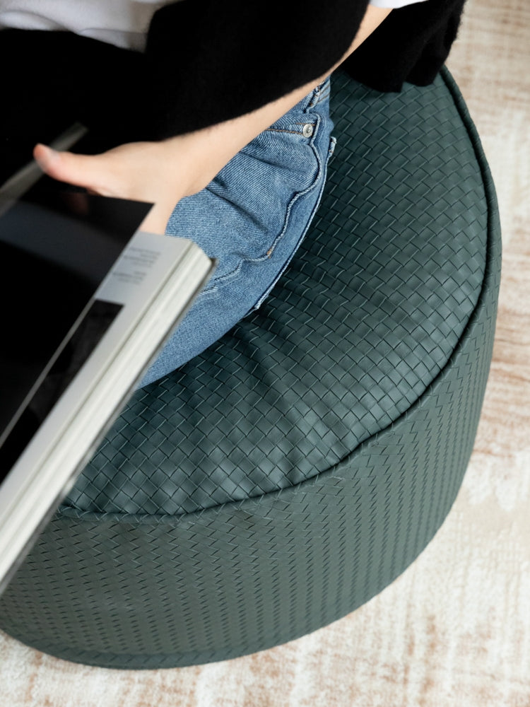 CH095 - BV-Wave Braided Leather Waterproof Two-tone Italian Living Room Small Coffee Table Foyer Shoe Changing Stool Low Stool