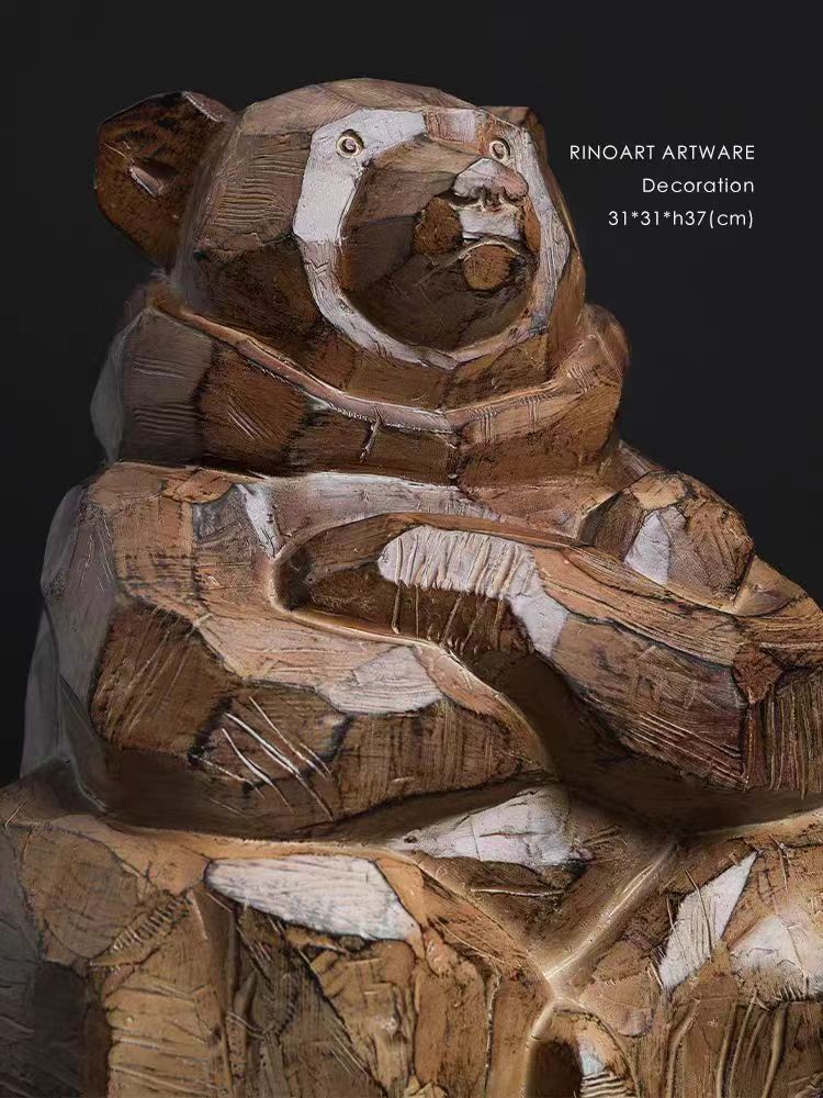 DC240 - Home Collection of Hokkaido craftsmen "Guardian Bear" wood-like resin foyer ornament