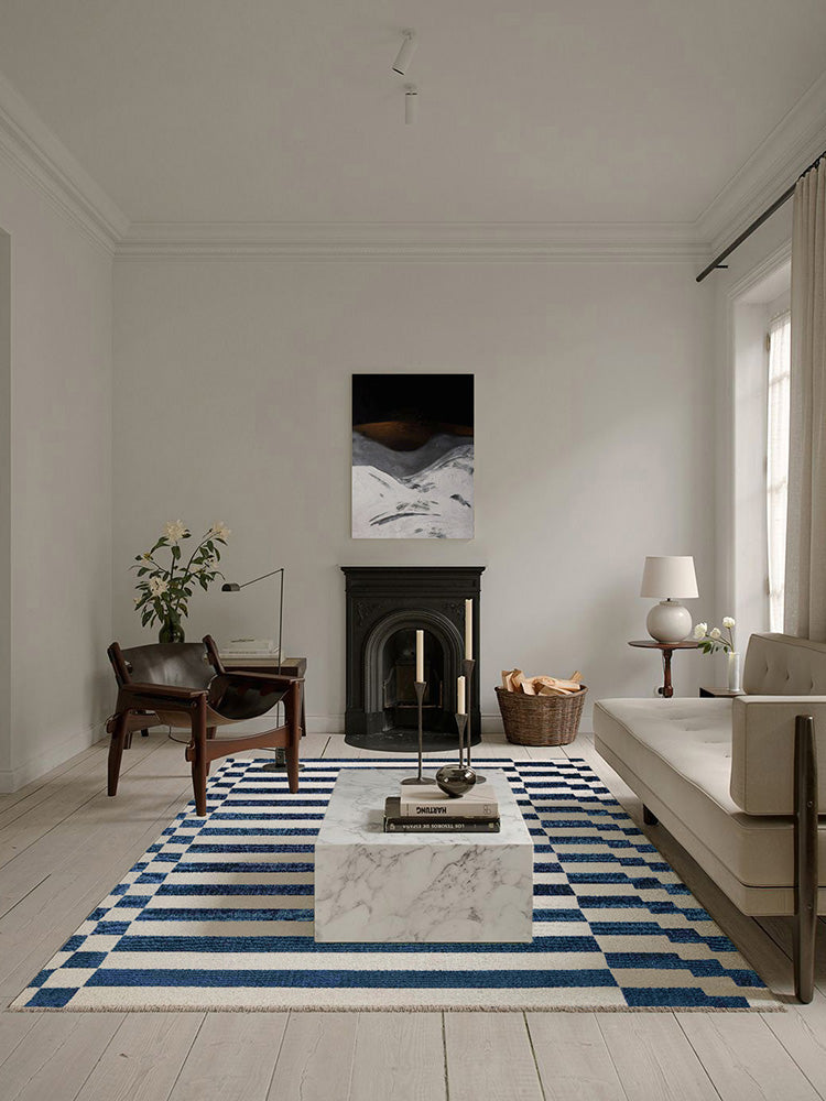 CP102 - FEND* Berlin Blue "Rising Step by Step" Stylish Striped Carpet Four Seasons Available Living Room Large Carpet