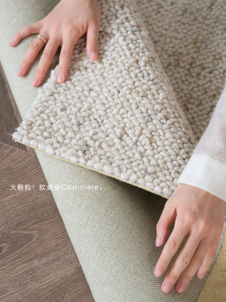 CP095 - New Zealand Large Popcorn "Wool + Cashmere" Wabi-Sabi Pure Color Simple Carpet