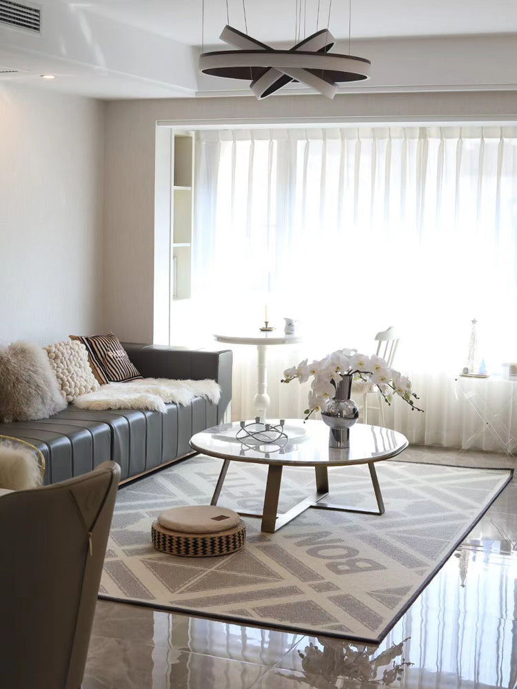 CP048 - +Cashmere "French Living Room Bon Appetit New Zealand Wool Carpet Gray White Living Room Carpet