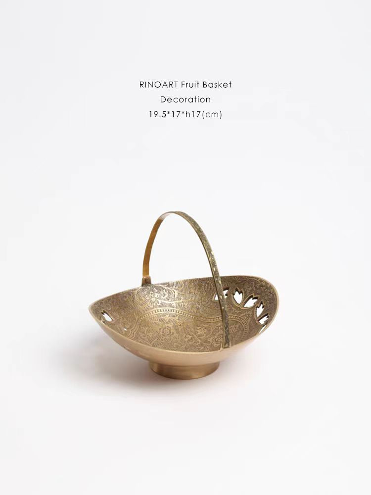 DC199 - Home Indian import! Dix@n handmade brass carving "Jin Hua Man Pen" fruit bowl storage plate