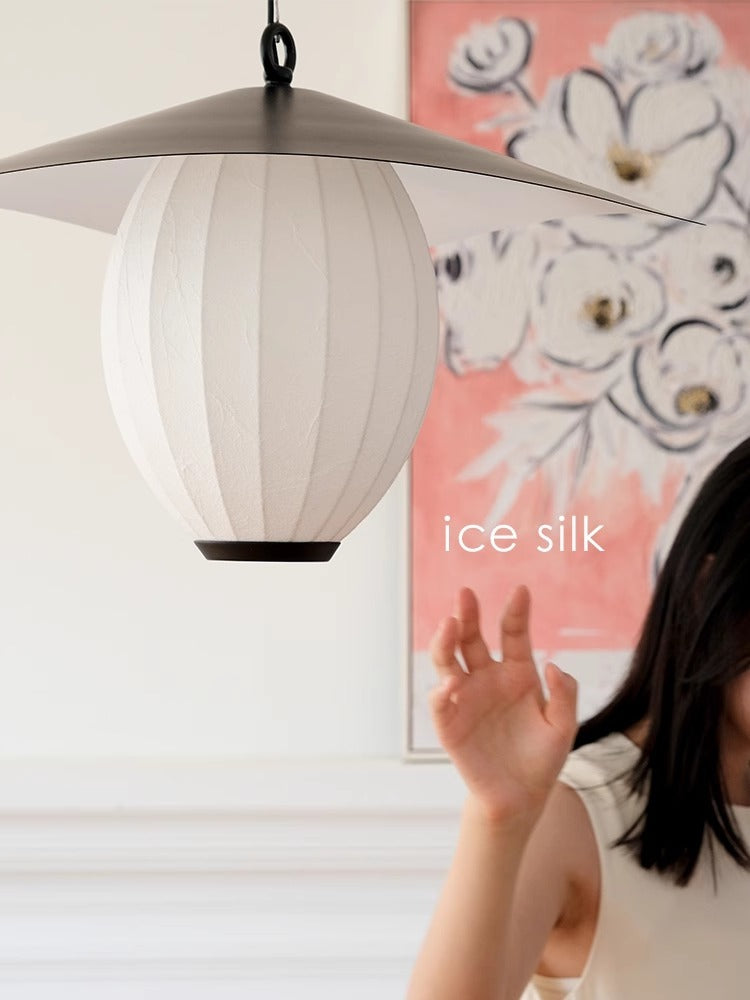 LH007 (Metal Brown) - "Suspended Pendant Lamp" Silk Technology Silk Series Adjustable Height Simple Black and White Wabi-Sabi Dining Room Lamp