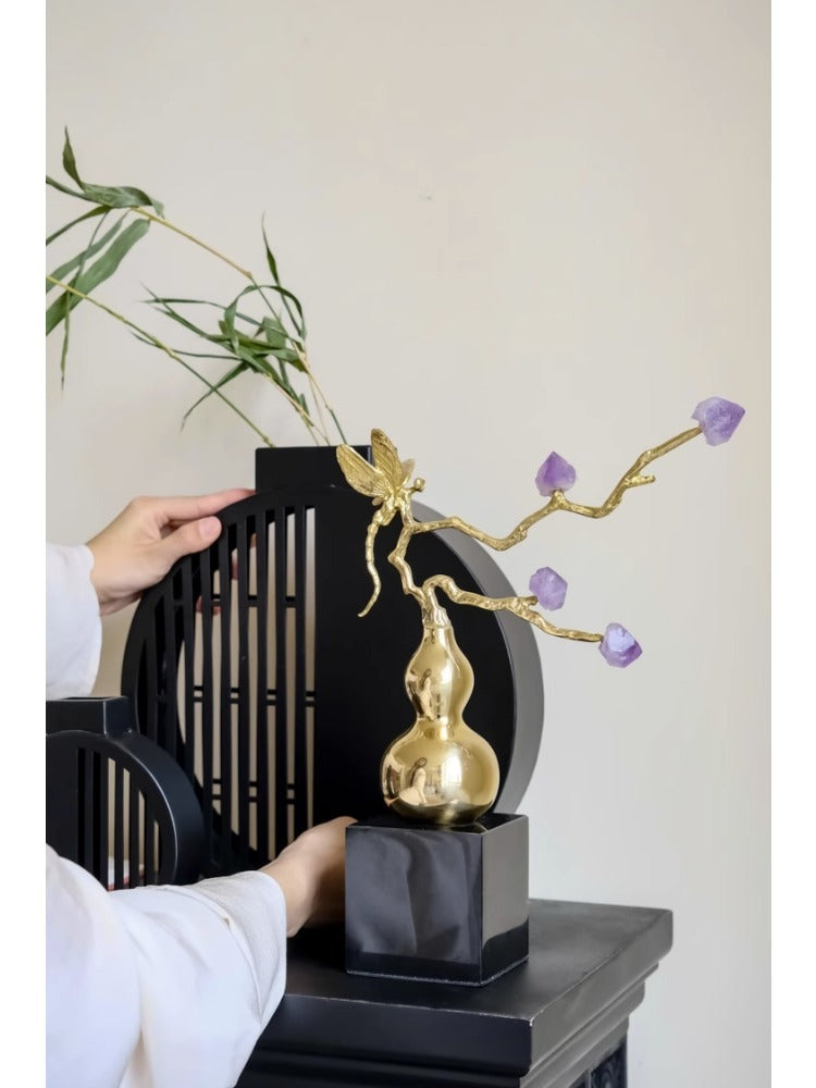 DC116 - New Chinese style copper "Fortune & Prosperity" natural amethyst foyer fortune item housewarming gift