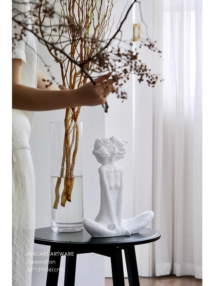 DC121 - Danish pottery artist "Free" vintage ivory white sculpture foyer side cabinet atmosphere creative ornament