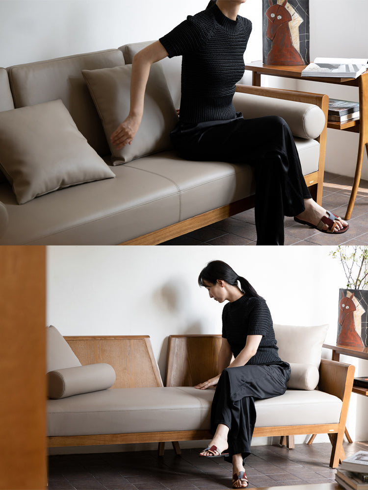 CH080-1 - H Deco Fine Leather: Ivory, Sofa Bed, Study, Bedroom Lounger