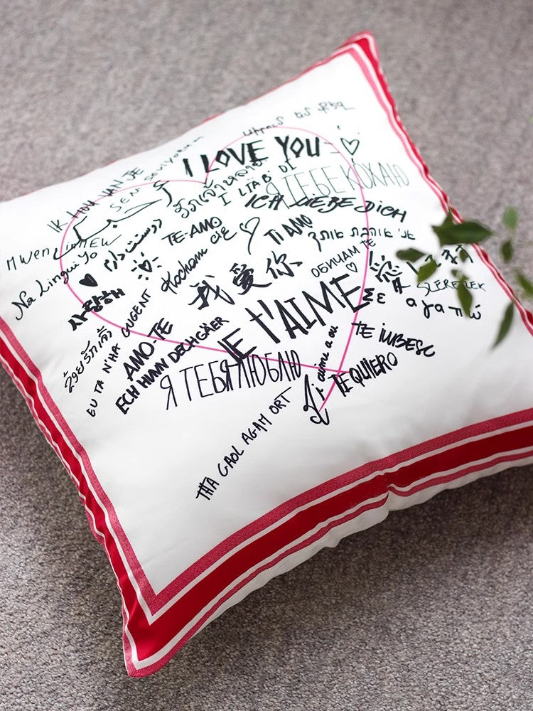 BD013 - Love Letter: Silky Snowflake Satin Pillow, Modern Living Room