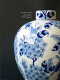 DC096 - Oriental Paris Grisaille Blue and White Porcelain "Big Belly and Fortune" New Chinese Style Vase Entrance Decoration