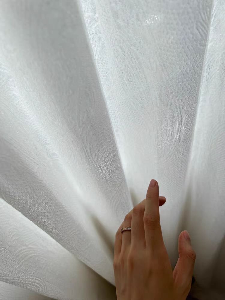 FS004 - Relief New Color! Cir@ Trudon French Antique Pearl White Translucent Floor-to-Ceiling Living Room Window Curtains Sheer Curtains