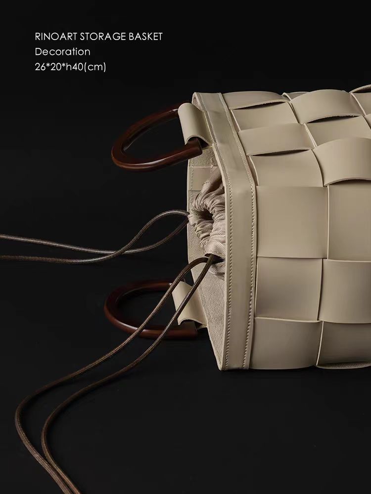 DC138 - Paris handbag style Jane Birkin BV woven saddle leather dirty clothes basket storage basket camping picnic