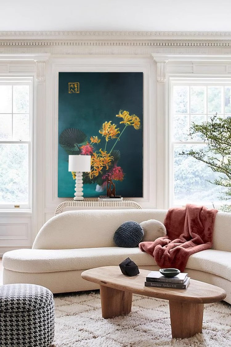 AH144 - Hand-painted Oil Painting "Wealthy Idle Person" Realistic Flowers