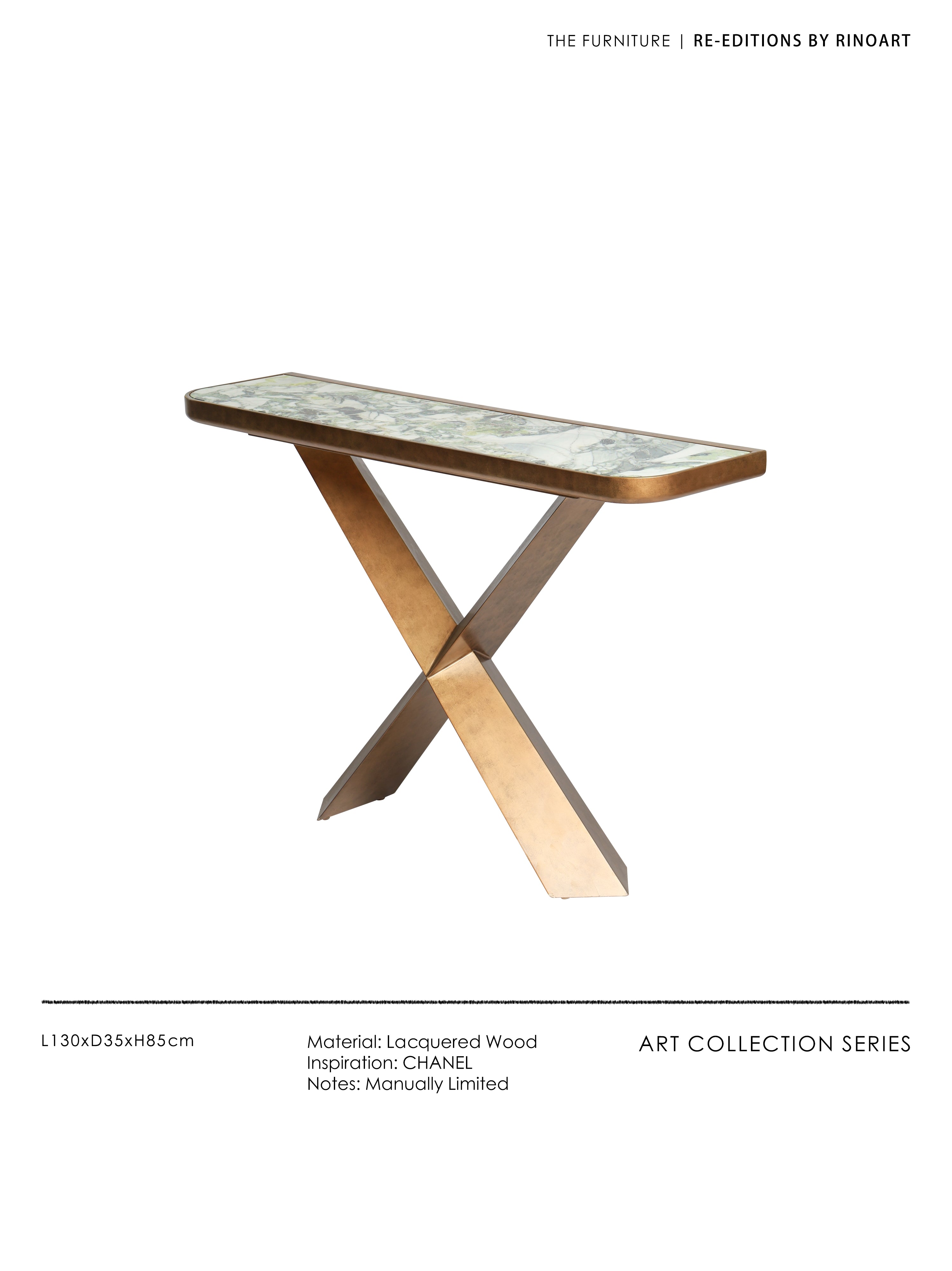 YA034 - Italy Natural Cold Jade Marble Solid Wood Brass Foyer Guest Table Entrance Hallway Side Table