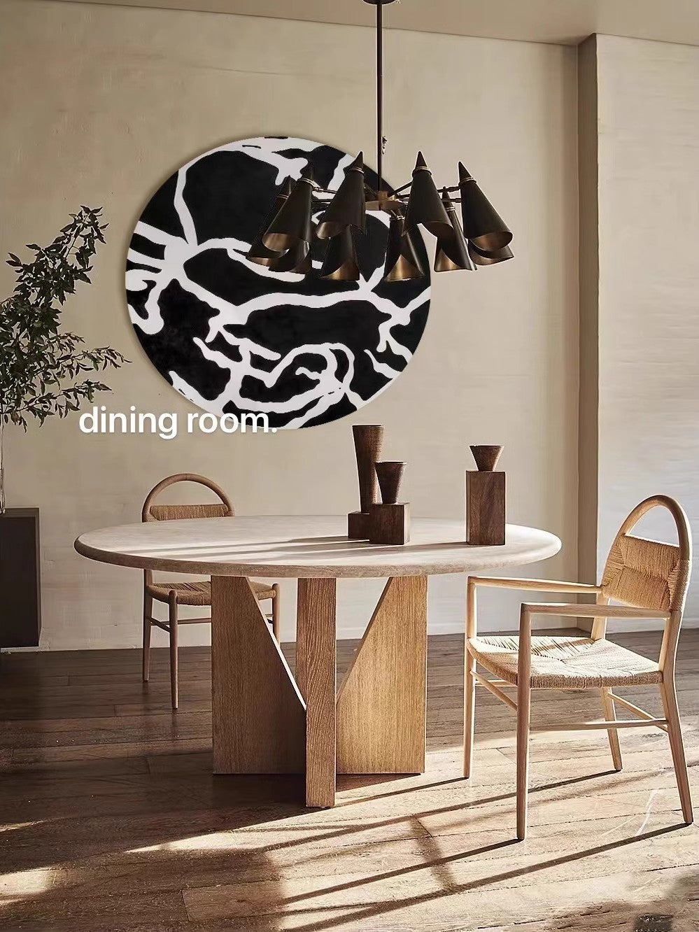 AH142 - Stylish Dining Room Art "Black and White Coordinates" Abstract