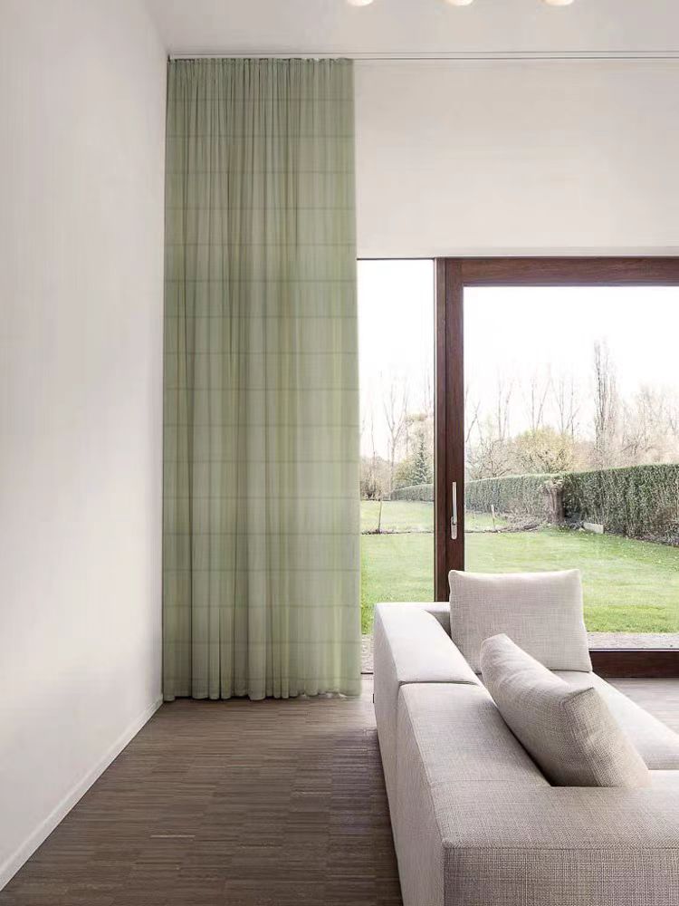 FA012 - Miyake Pleated Series / Oriental Aqua Green Living Room Bedroom Blackout Curtain Roller Blinds Floor-to-Ceiling Curtains