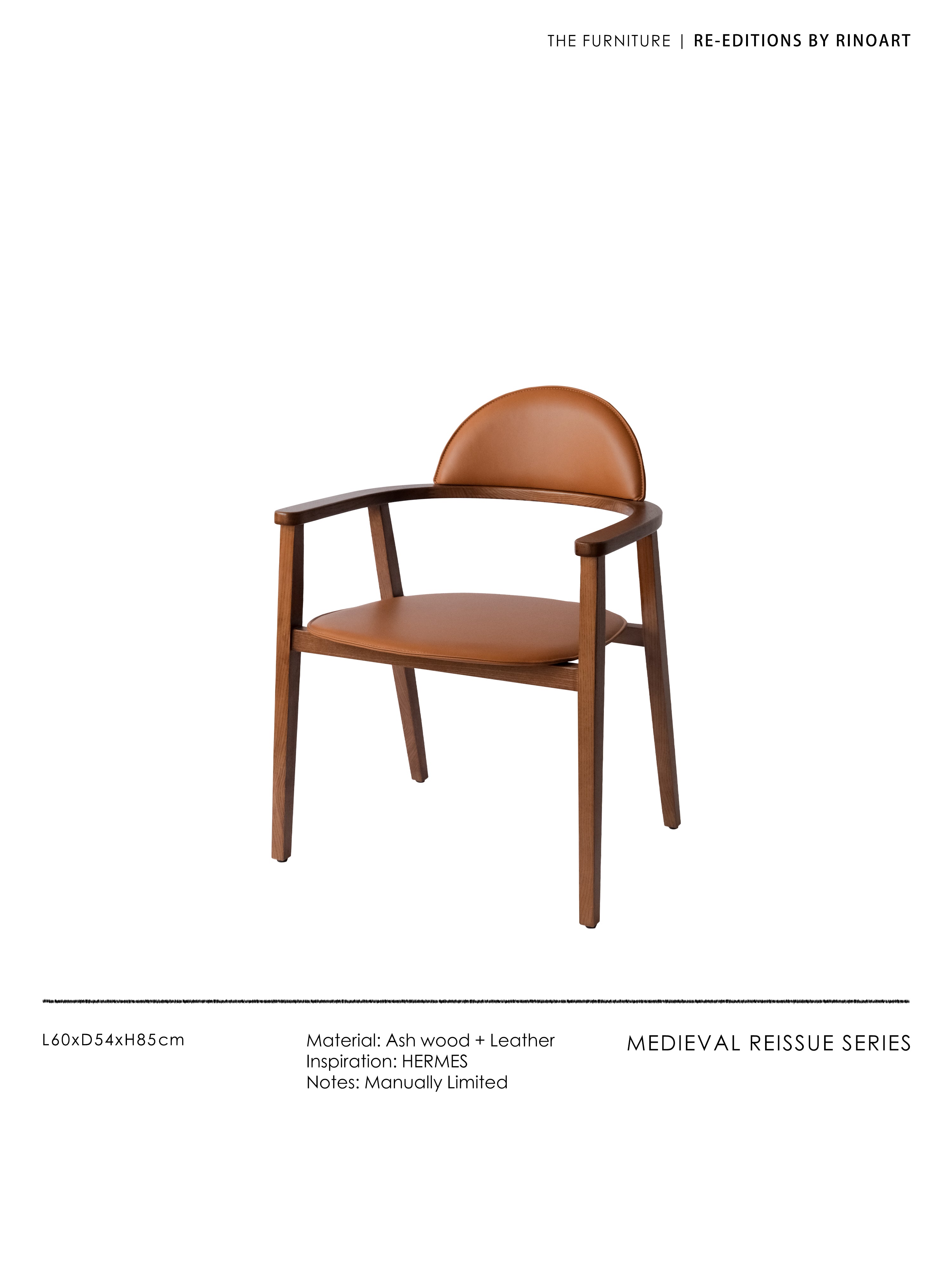 CH037 - H Gold Brown Leather Arc-shaped Desk Chair White Waxwood Armrest Study Room Furniture Set Combination Light Luxury