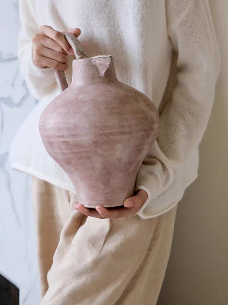 DC220 - Moroccan Handmade "Stable Bottle" Natural Clay Wabi Sabi Wabi Sabi Floor Vase Decoration