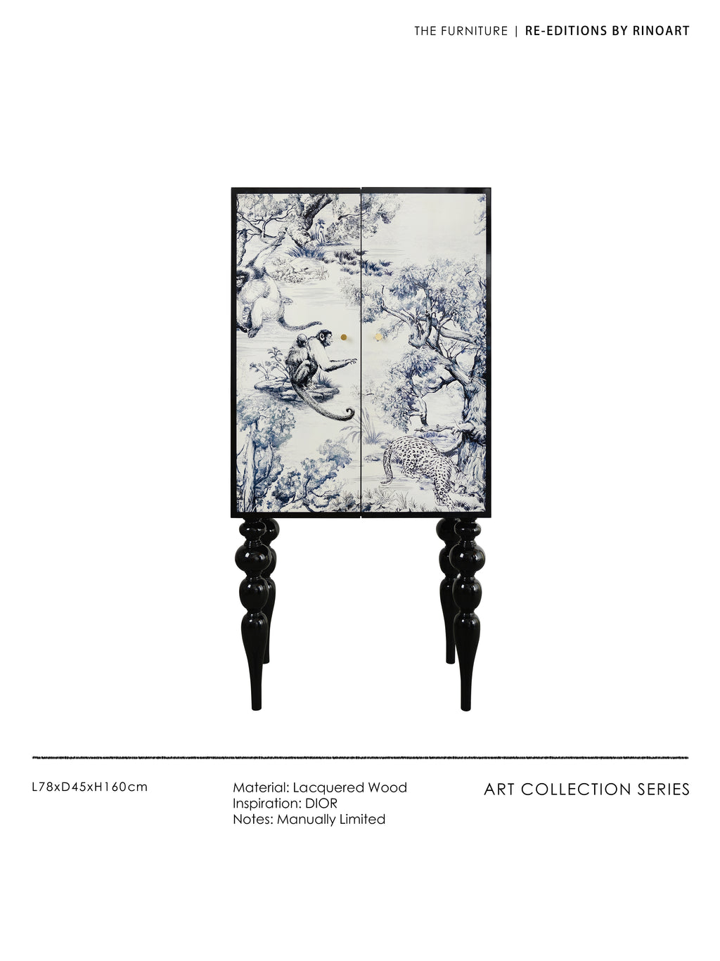 GA012 - Di@r Maison Series Jungle Lacquered Wood French Upright Cabinet Chinese-style Blue and White