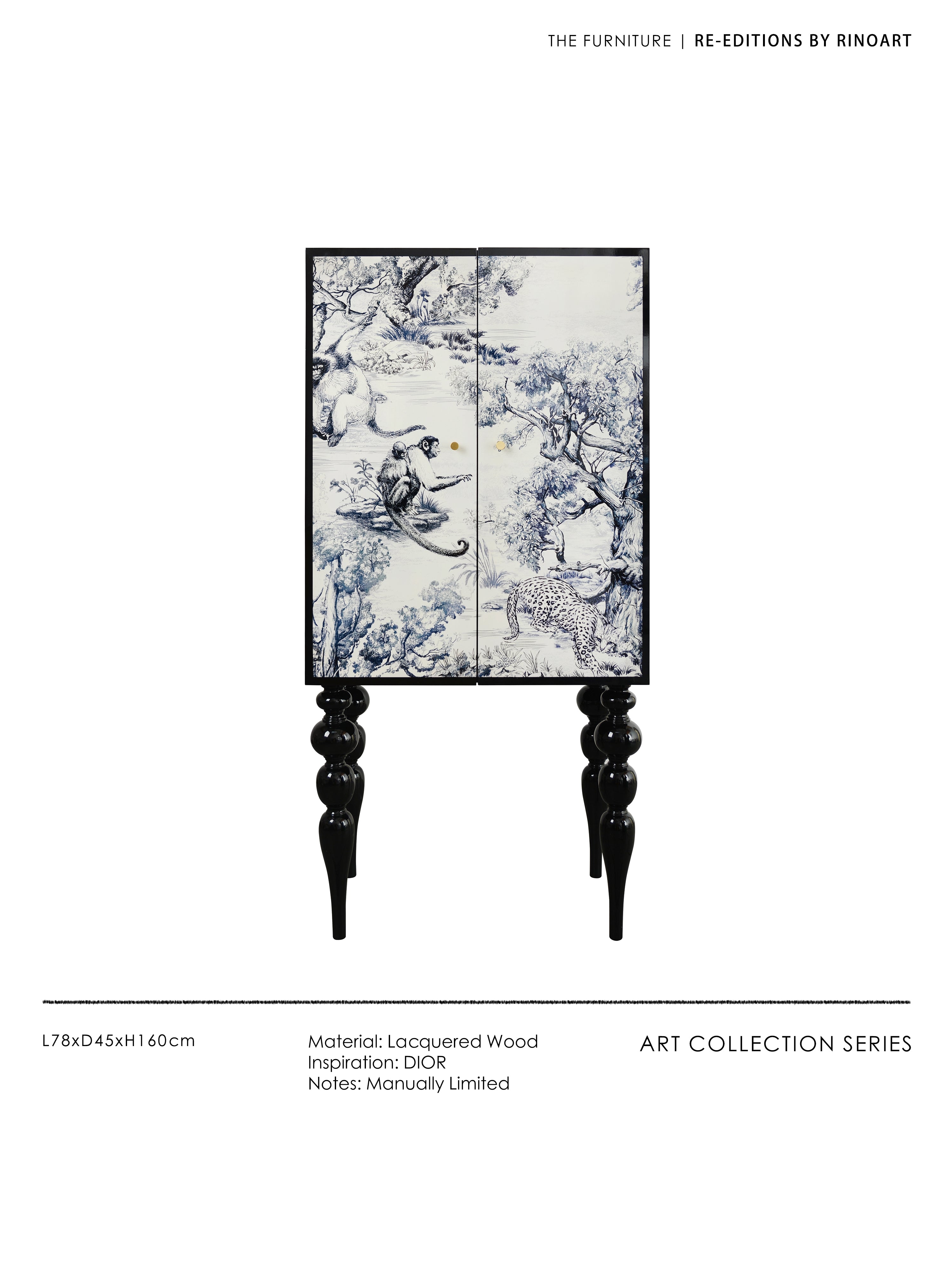 GA012 - Di@r Maison Series Jungle Lacquered Wood French Upright Cabinet Chinese-style Blue and White
