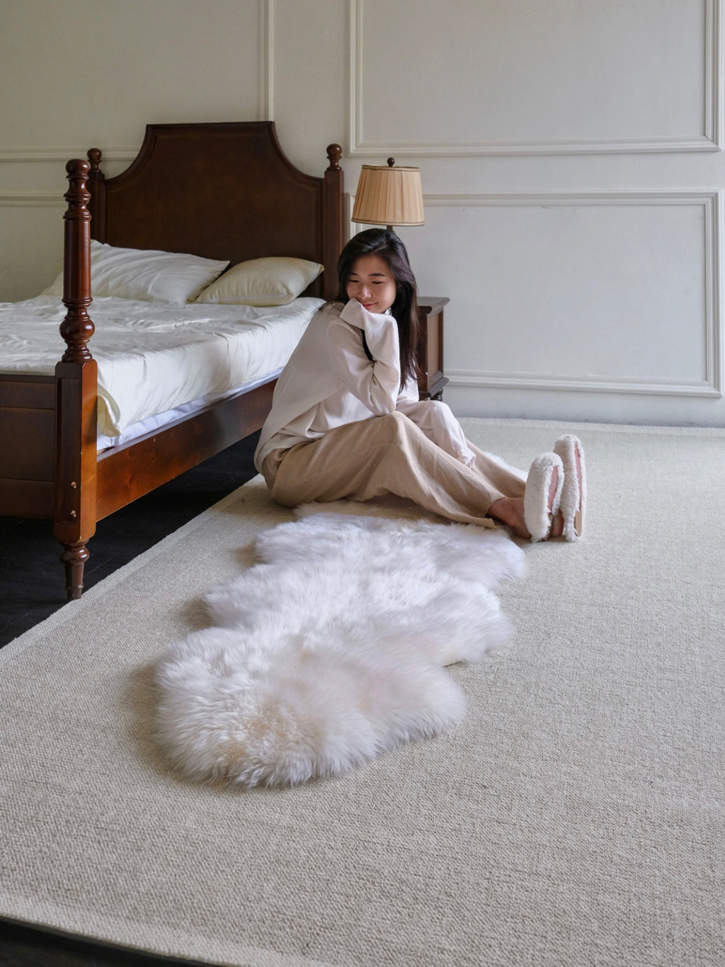 CP052 - Premium Genuine Sheepskin Rug -100% Real Mongolia Sheep