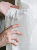 FS011 - Texture Embossed / Mother of Pearl Linen "Wrinkled Gauze" Pearl White Translucent Floor-to-Ceiling Window Curtains Sheer Curtains