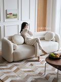 CH044 - Gub* Cream White Sofa: Sheepskin, Simple Design, Living Room Seating