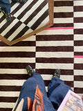 CP062 - Chic Antique Carpet for Fashionable People” Bauhaus Stripe Patch Ebony Simple Living Room Non-Black and White Carpet