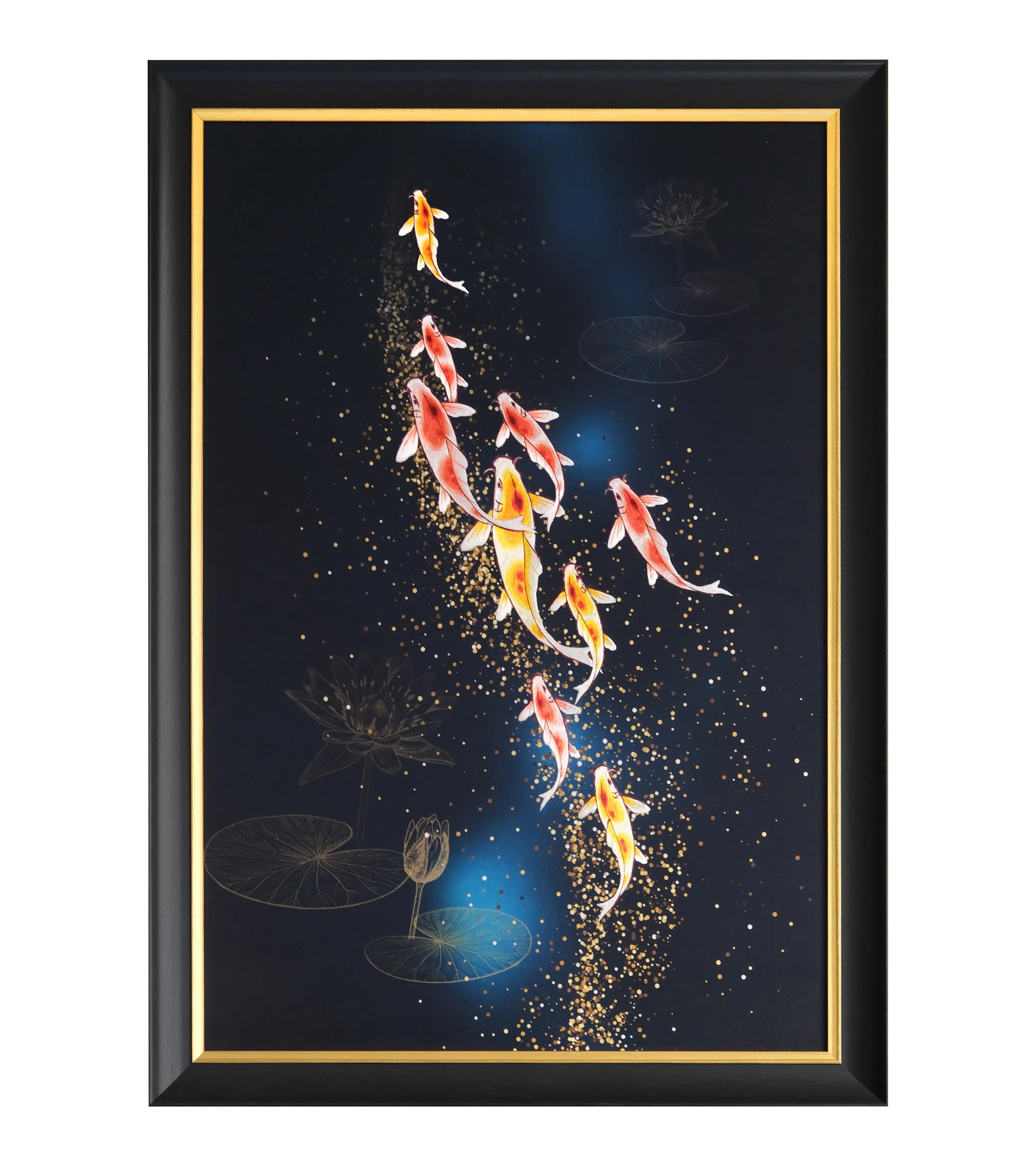 AH145 - Exclusive Suzhou Embroidery "Nine Fish Swimming" New Chinese Wall Art